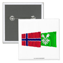 Norway and Oppland waving flags Pin
