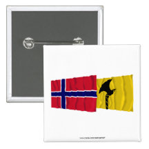 Norway and Telemark waving flags Pinback Button