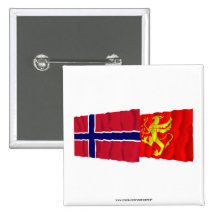 Norway and Troms waving flags Buttons