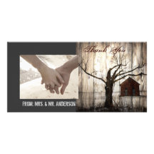 nostalgia barnwood western country thank you custom photo card