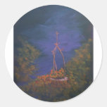 Nouveau Well at twilight Round Sticker
