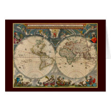 Nova Totius Terrarum Orbis Tabula World Map Card