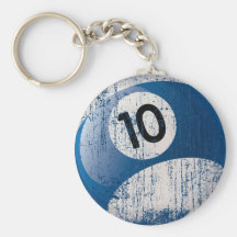 NUMBER 10 BILLIARDS BALL - ERODED STYLE KEYCHAIN