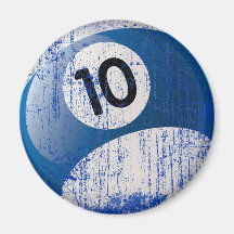 NUMBER 10 BILLIARDS BALL - ERODED STYLE REFRIGERATOR MAGNETS