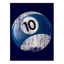 NUMBER 10 BILLIARDS BALL - ERODED STYLE POSTCARDS