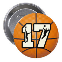 Number 17 Basketball and Players Pinback Buttons