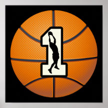 Number 1 Basketball and Players Print