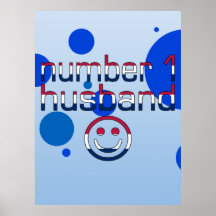 Number 1 Husband in American Flag Colours Print