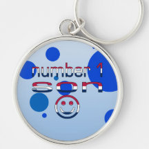 Number 1 Son in American Flag Colours Key Chain