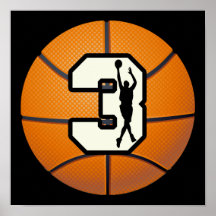Number 3 Basketball Poster