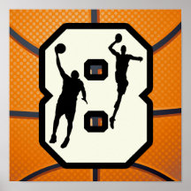 Number 8 Basketball and Players Posters