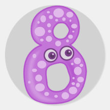 Number 8 round stickers