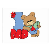 number one dad teddy bear design post card