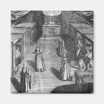 Nuns serving food to the patients at the refrigerator magnet
