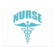 Nurse Caduceus Light Blue Postcards