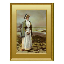 Nurse on the beach, c. 1900 postcard
