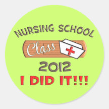 Nursing School 2012 Graduation Round Stickers
