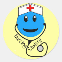 Nursing Student Big Blue Smiley Gifts Sticker