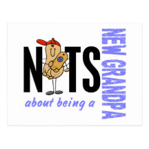 Nuts About Being A New Grandpa 1 Blue Post Cards
