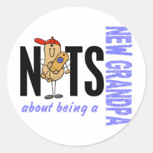 Nuts About Being A New Grandpa 1 Blue Sticker