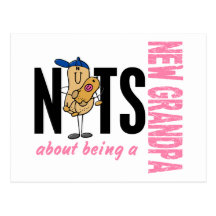 Nuts About Being A New Grandpa 1 Pink Post Card