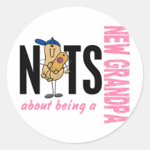 Nuts About Being A New Grandpa 1 Pink Round Stickers