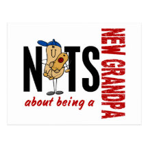 Nuts About Being A New Grandpa 1 Red Postcard