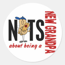 Nuts About Being A New Grandpa 1 Red Round Stickers
