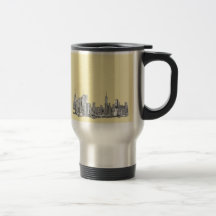 NYC drawing in cream ivory Coffee Mugs