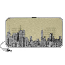 NYC drawing in cream ivory iPhone Speaker