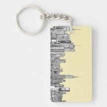 NYC drawing in cream ivory Rectangular Acrylic Key Chain