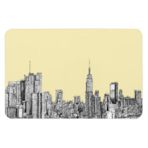 NYC drawing in cream ivory Magnets