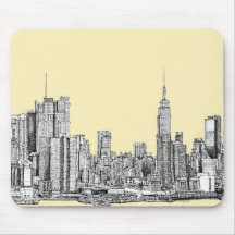 NYC drawing in cream ivory Mousepads