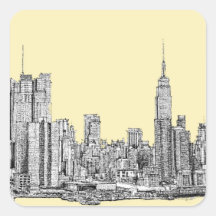 NYC drawing in cream ivory Stickers