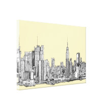 NYC drawing in cream ivory Stretched Canvas Prints