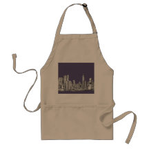 NYC drawing in lilac purple Apron