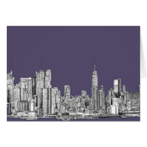 NYC drawing in lilac purple Cards