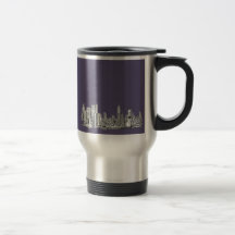 NYC drawing in lilac purple Coffee Mugs