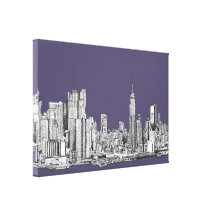 NYC drawing in lilac purple Gallery Wrap Canvas