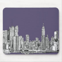 NYC drawing in lilac purple Mouse Pad