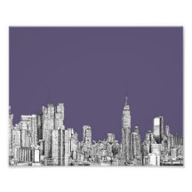 NYC drawing in lilac purple Photo Print