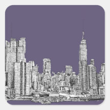 NYC drawing in lilac purple Stickers