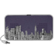 NYC drawing in lilac purple Travel Speakers