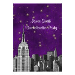 NYC ESB Skyline Etched Purpl Starry Bachelorette V invitations