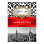 NYC Skyline BW 432 Damask Bachelorette Party V Invitations