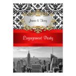 NYC Skyline BW 432 Damask Engagement Party V Personalized Invite