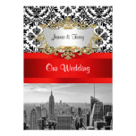 NYC Skyline BW 432 Damask Wedding Invitation V