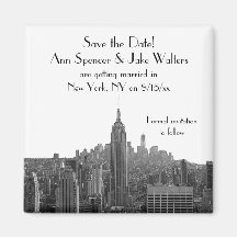NYC Skyline ESB Top of the Rock Save the Date Refrigerator Magnets