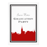 NYC Skyline Red Silhouette #2 DIY Graduation invitations