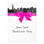 NYC Wide Skyline Etch BW Hot Pink Bachelorette Pty invitations